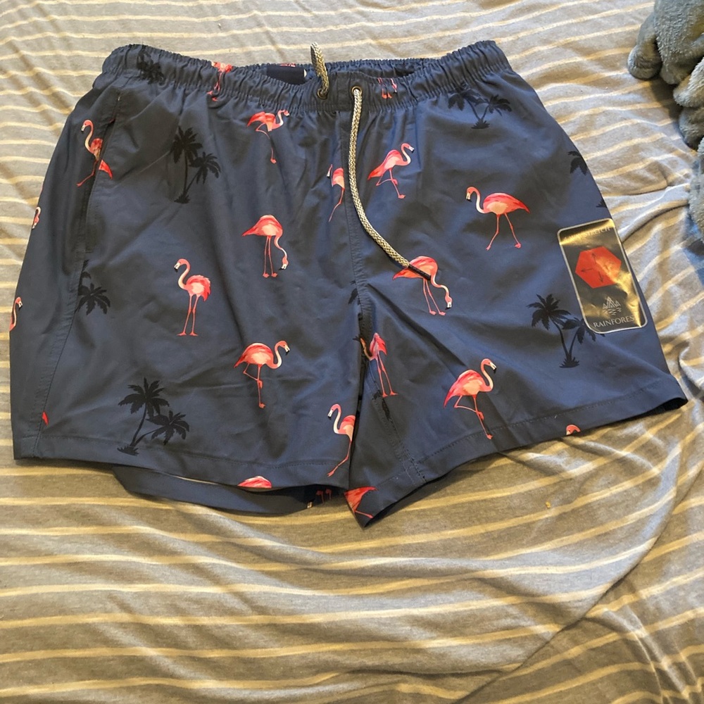 Flamingo stretchy mens swim shorts